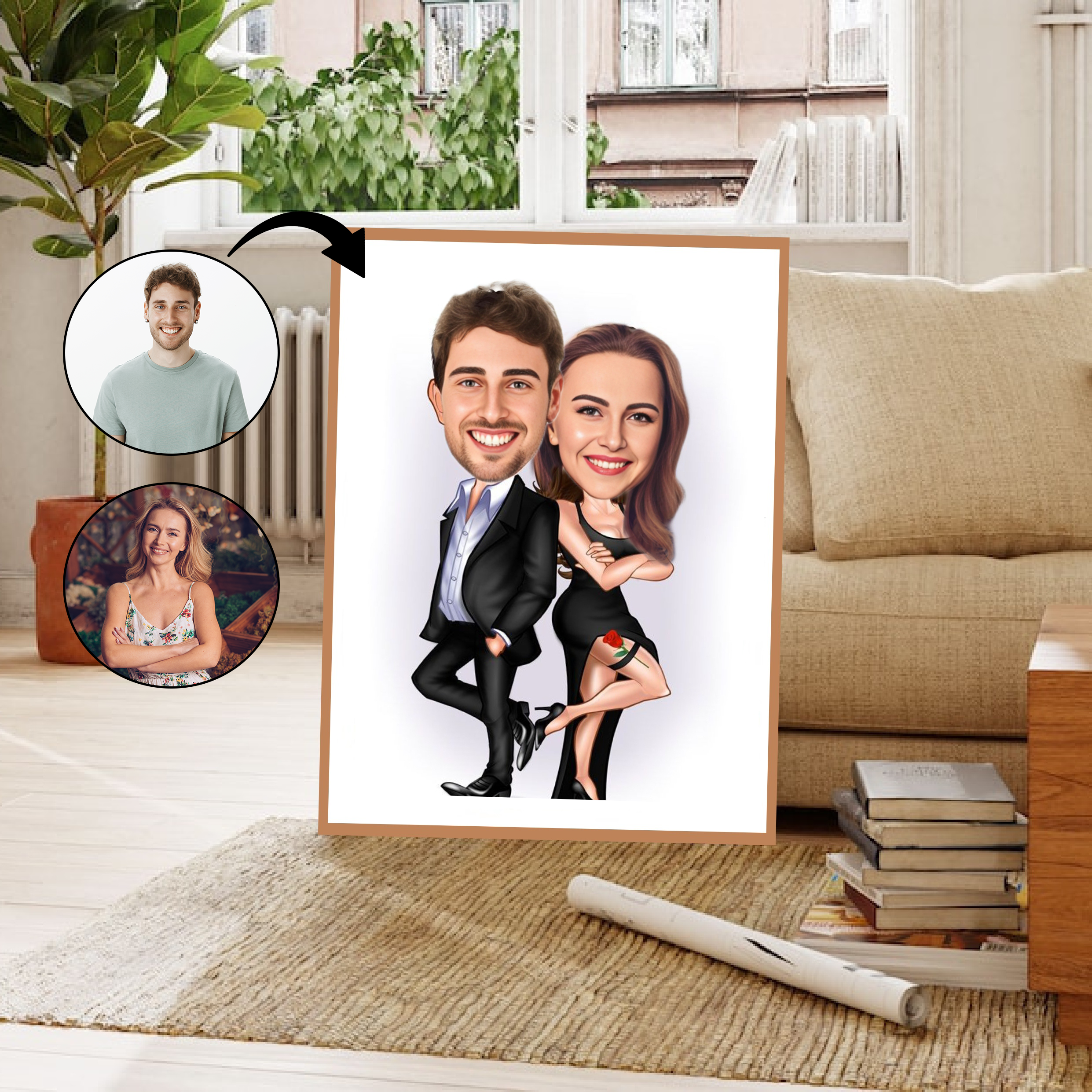 Par tema74 (2 personer) - karikaturtegning efter dine fotos - Just Karikatur