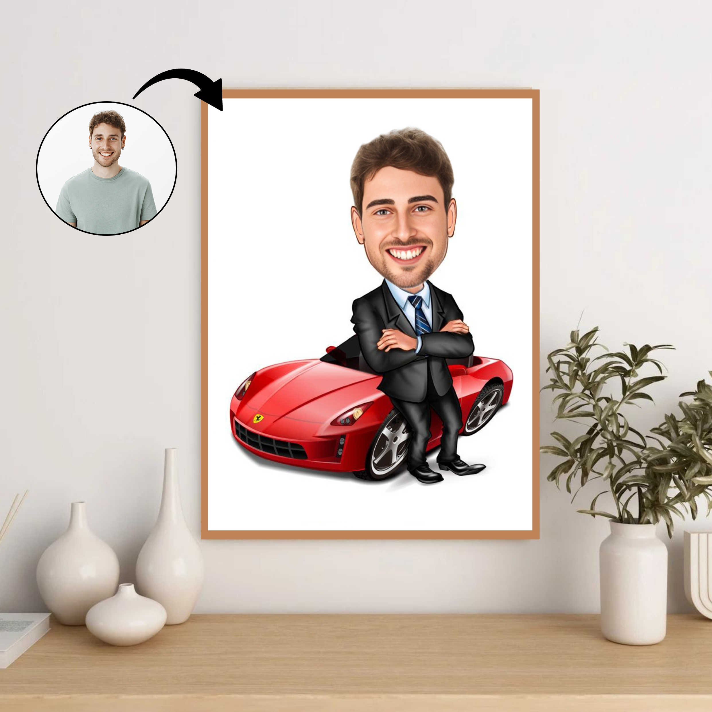 Til ham tema69 (1 person) - karikaturtegning efter dine fotos - Just Karikatur