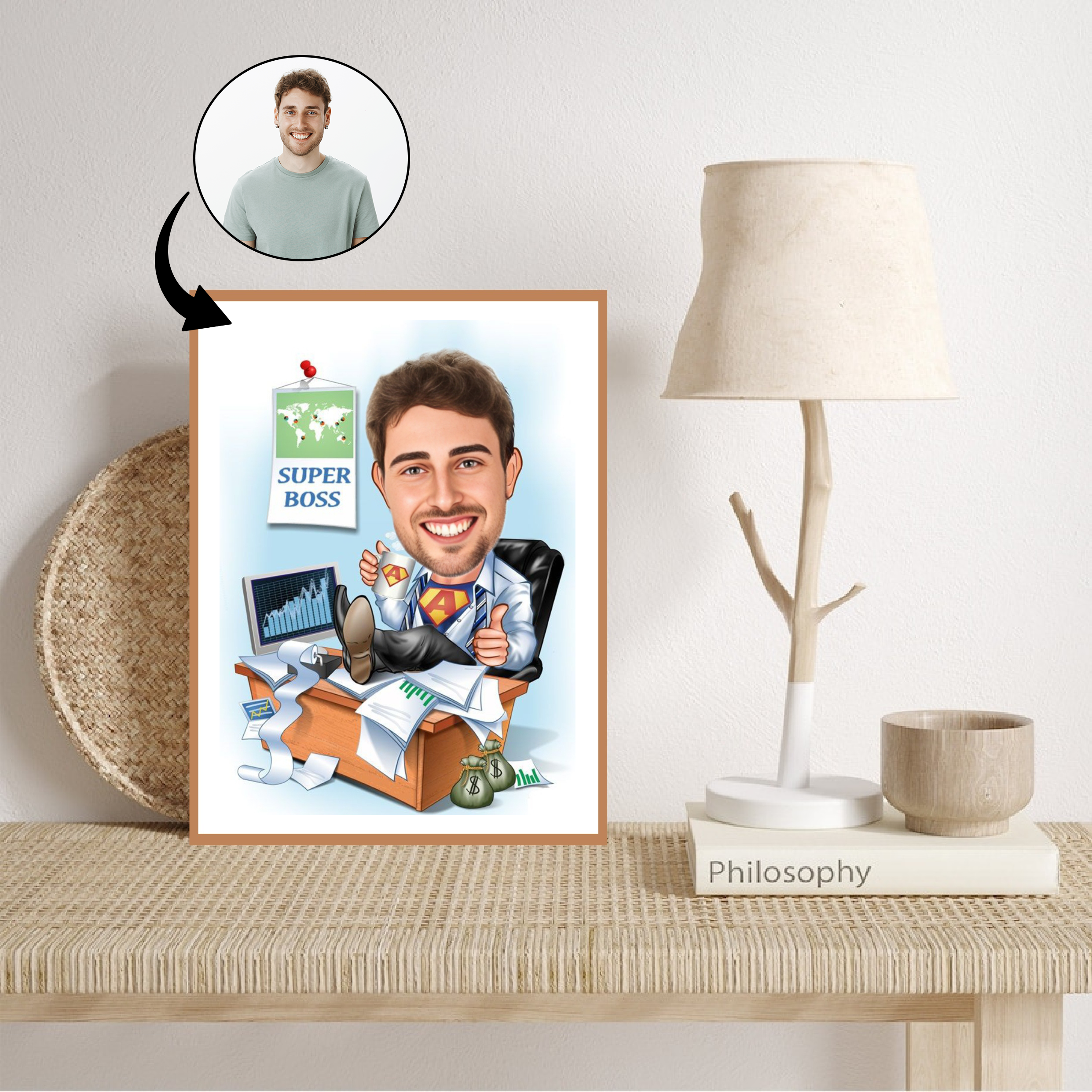 Chef tema10 (1 person) - karikaturtegning efter dine fotos - Just Karikatur