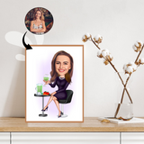 Til hende tema34 (1 person) - karikaturtegning efter dine fotos - Just Karikatur