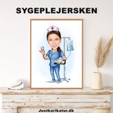 Medicinsk tema16 (1 person) - karikaturtegning efter dine fotos - Just Karikatur
