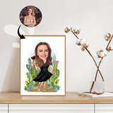 Til hende tema37 (1 person) - karikaturtegning efter dine fotos - Just Karikatur