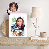 Chef tema9 (1 person) - karikaturtegning efter dine fotos - Just Karikatur