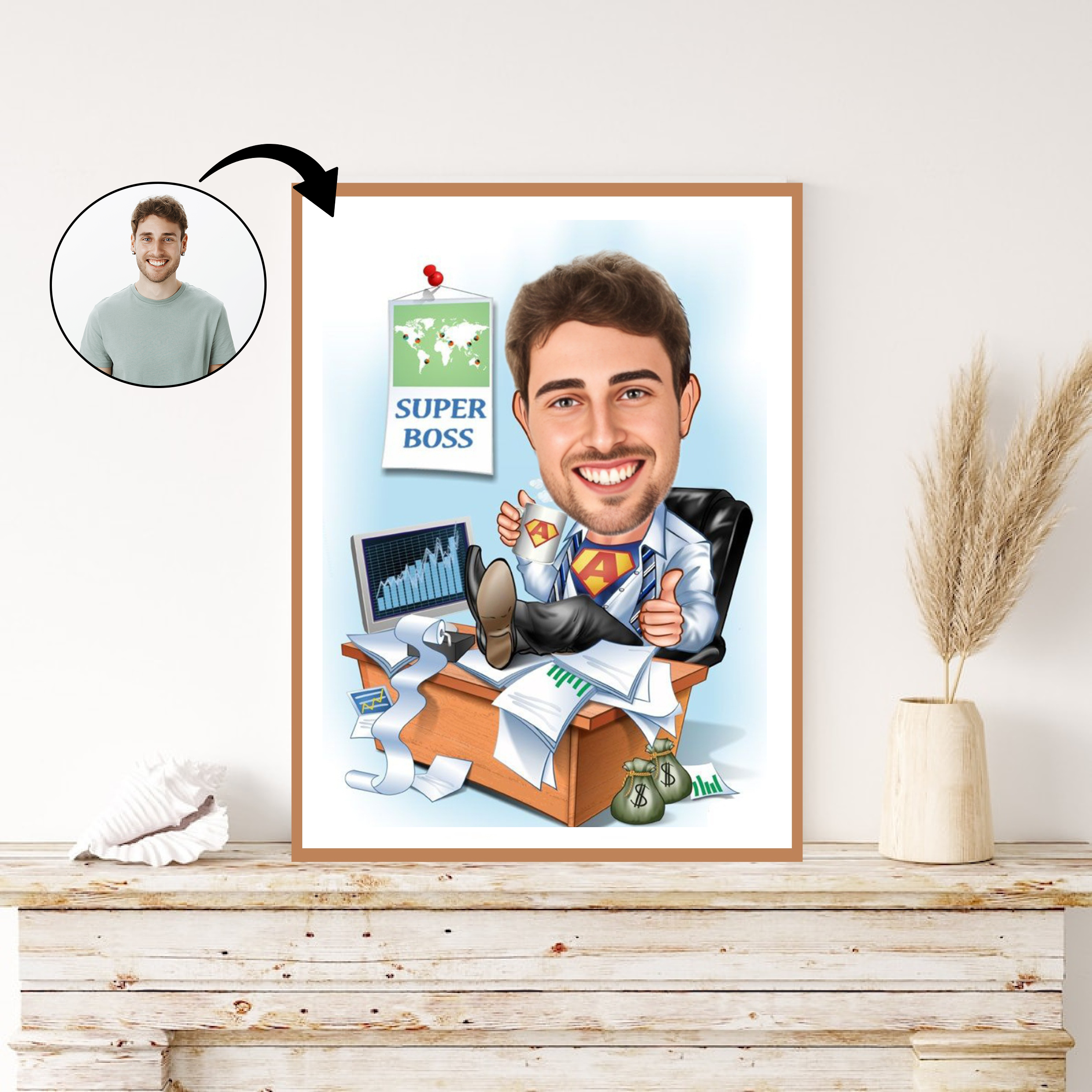 Chef tema10 (1 person) - karikaturtegning efter dine fotos - Just Karikatur