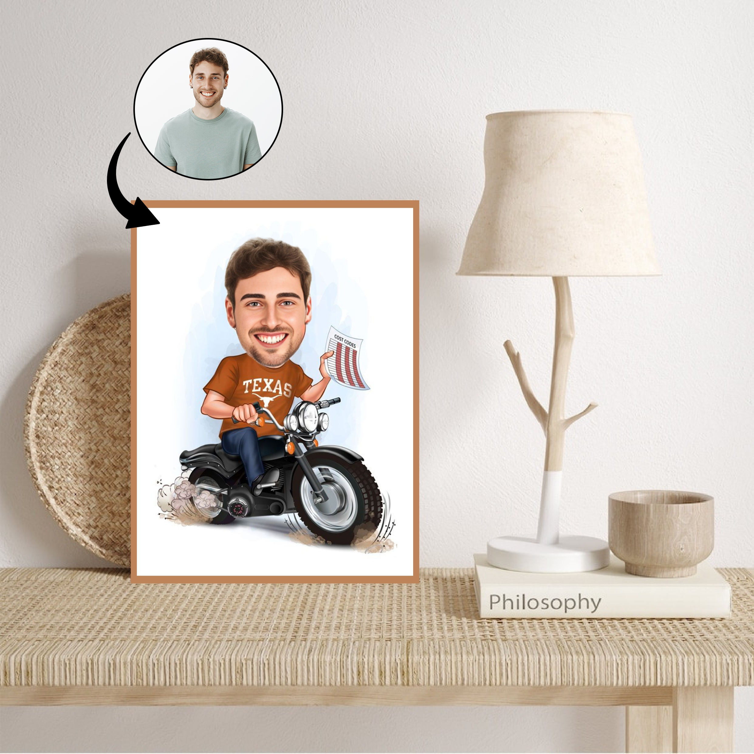 Til ham tema8 (1 person) - karikaturtegning efter dine fotos - Just Karikatur