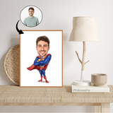 Superhelt tema2 (1 person) - karikaturtegning efter dine fotos - Just Karikatur