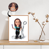 Arbejde & Erhverv tema11 (1 person) - karikaturtegning efter dine fotos - Just Karikatur