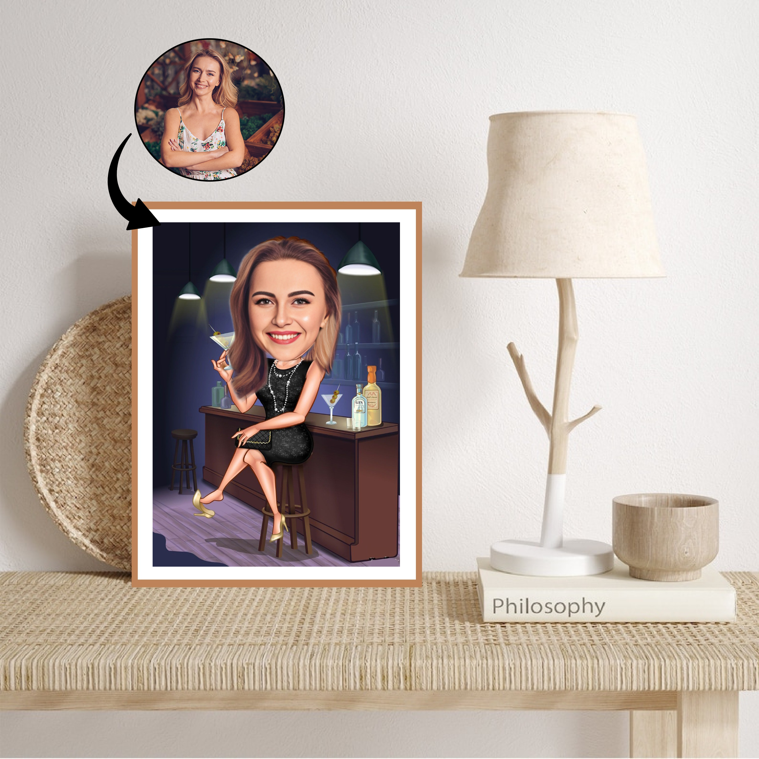 Til hende tema29 (1 person) - karikaturtegning efter dine fotos - Just Karikatur