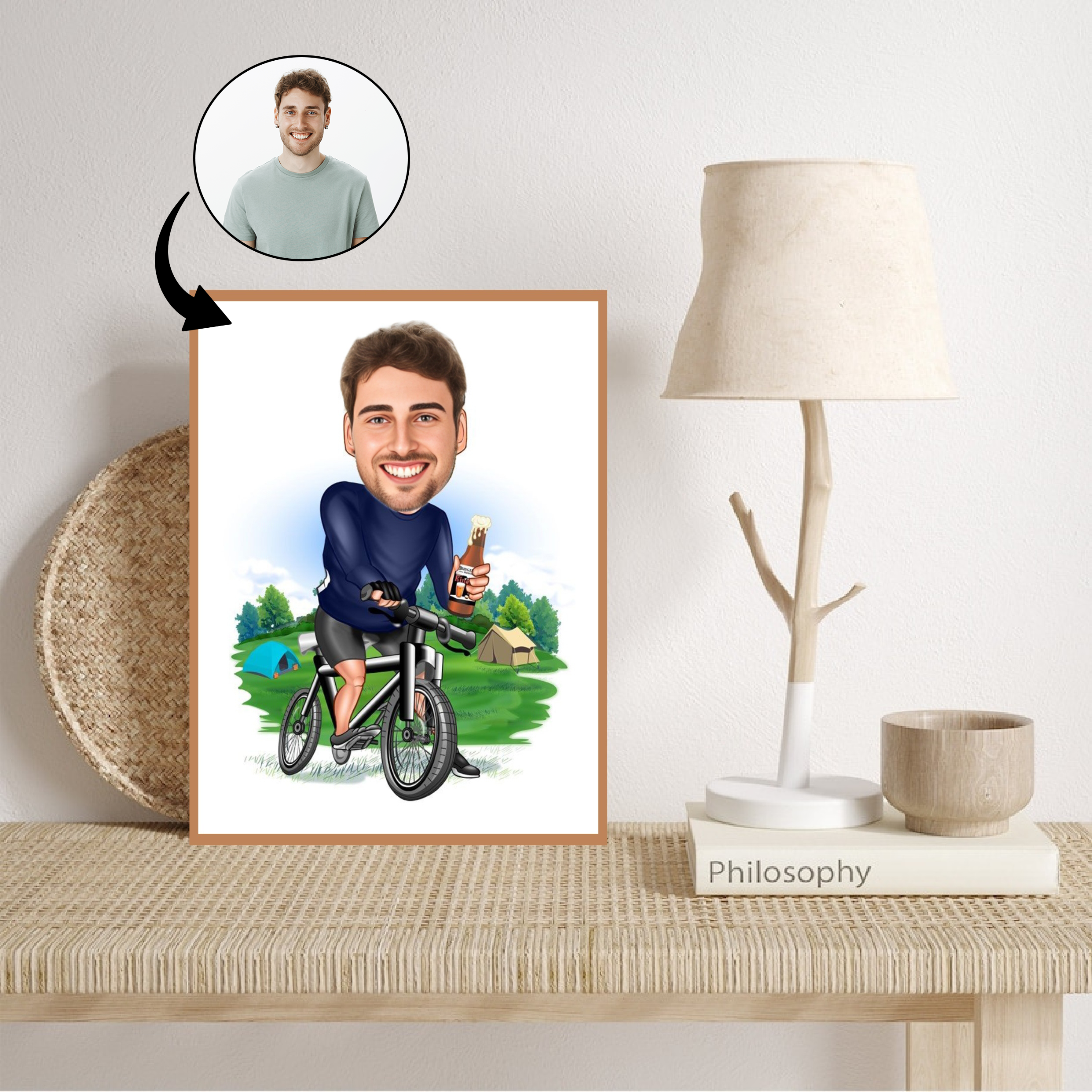 Til ham tema14 (1 person) - karikaturtegning efter dine fotos - Just Karikatur