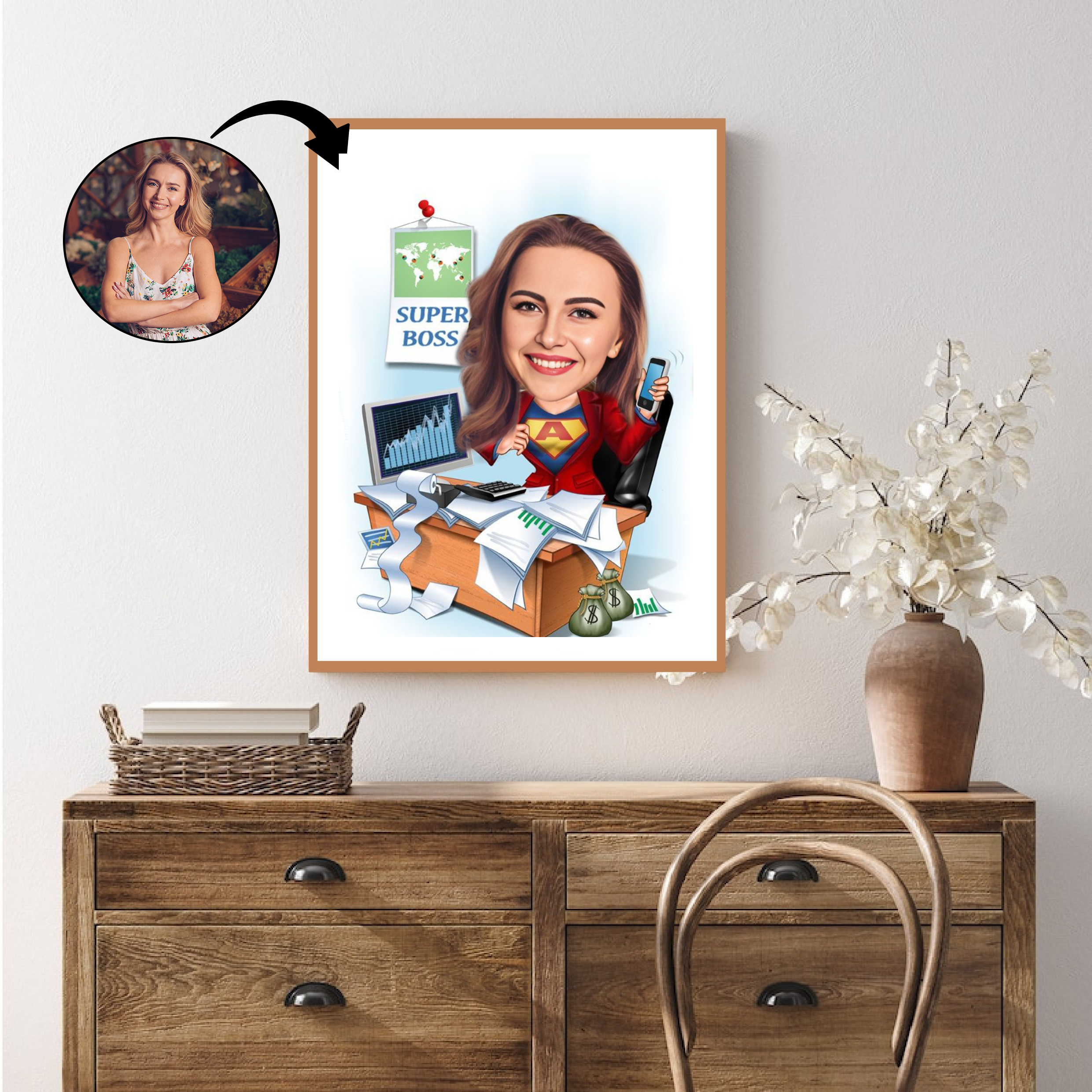 Chef tema9 (1 person) - karikaturtegning efter dine fotos - Just Karikatur