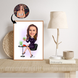 Til hende tema34 (1 person) - karikaturtegning efter dine fotos - Just Karikatur