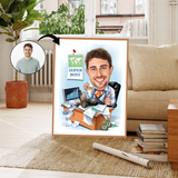 Chef tema10 (1 person) - karikaturtegning efter dine fotos - Just Karikatur