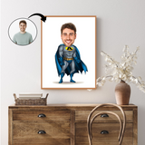 Superhelt tema40 (1 person) - karikaturtegning efter dine fotos - Just Karikatur