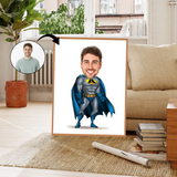 Superhelt tema40 (1 person) - karikaturtegning efter dine fotos - Just Karikatur
