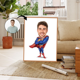 Superhelt tema2 (1 person) - karikaturtegning efter dine fotos - Just Karikatur