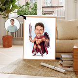 Superhelt tema8 (1 person) - karikaturtegning efter dine fotos - Just Karikatur