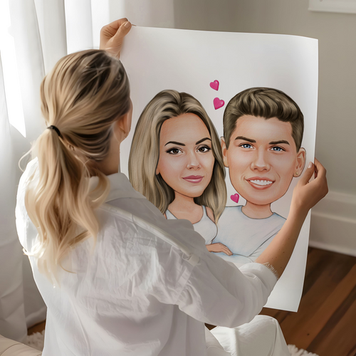 Bestil Print af Din Personlige Karikatur – Høj Kvalitet i Flere Størrelser