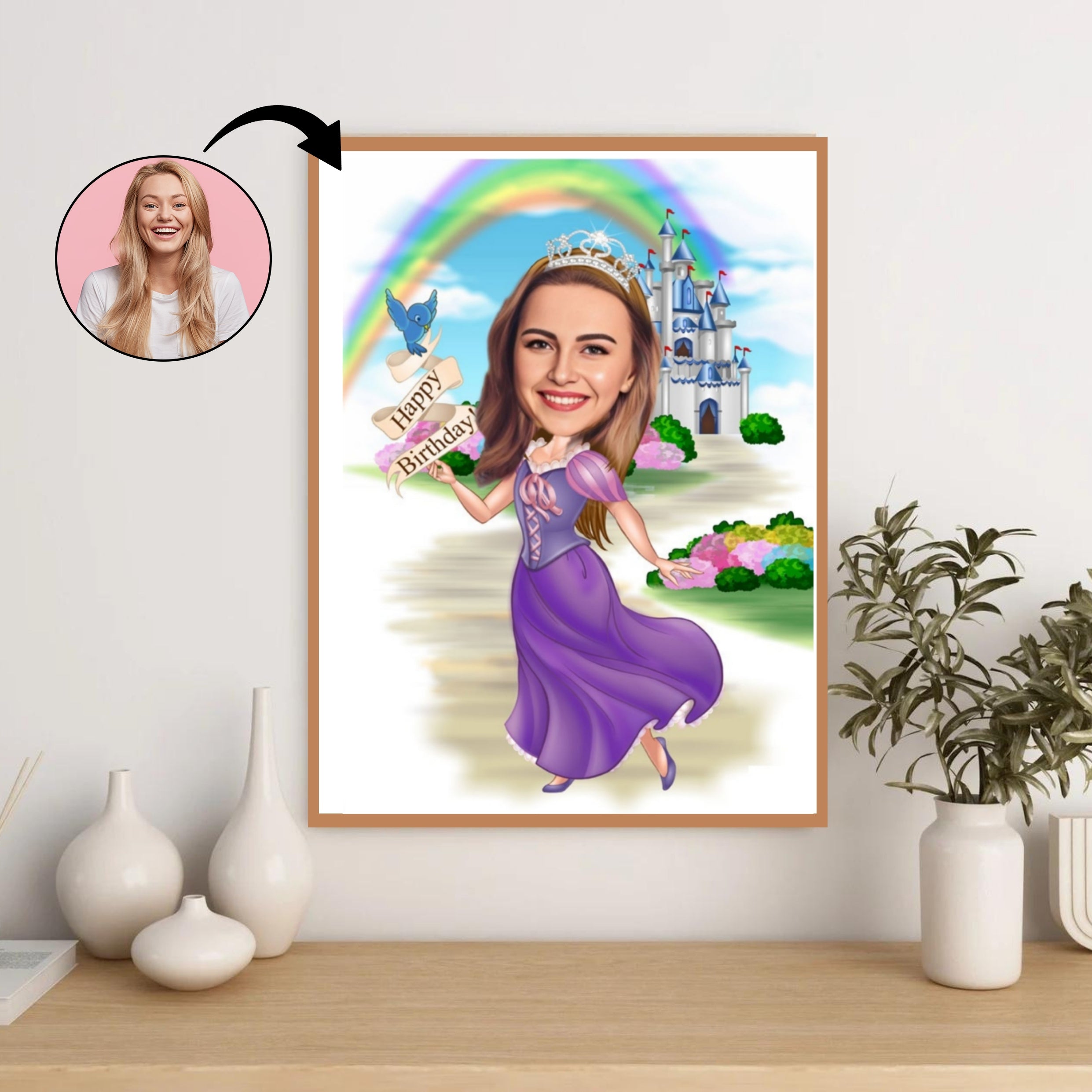 Fødselsdag tema1 (1 person) - karikaturtegning efter dine fotos - Just Karikatur