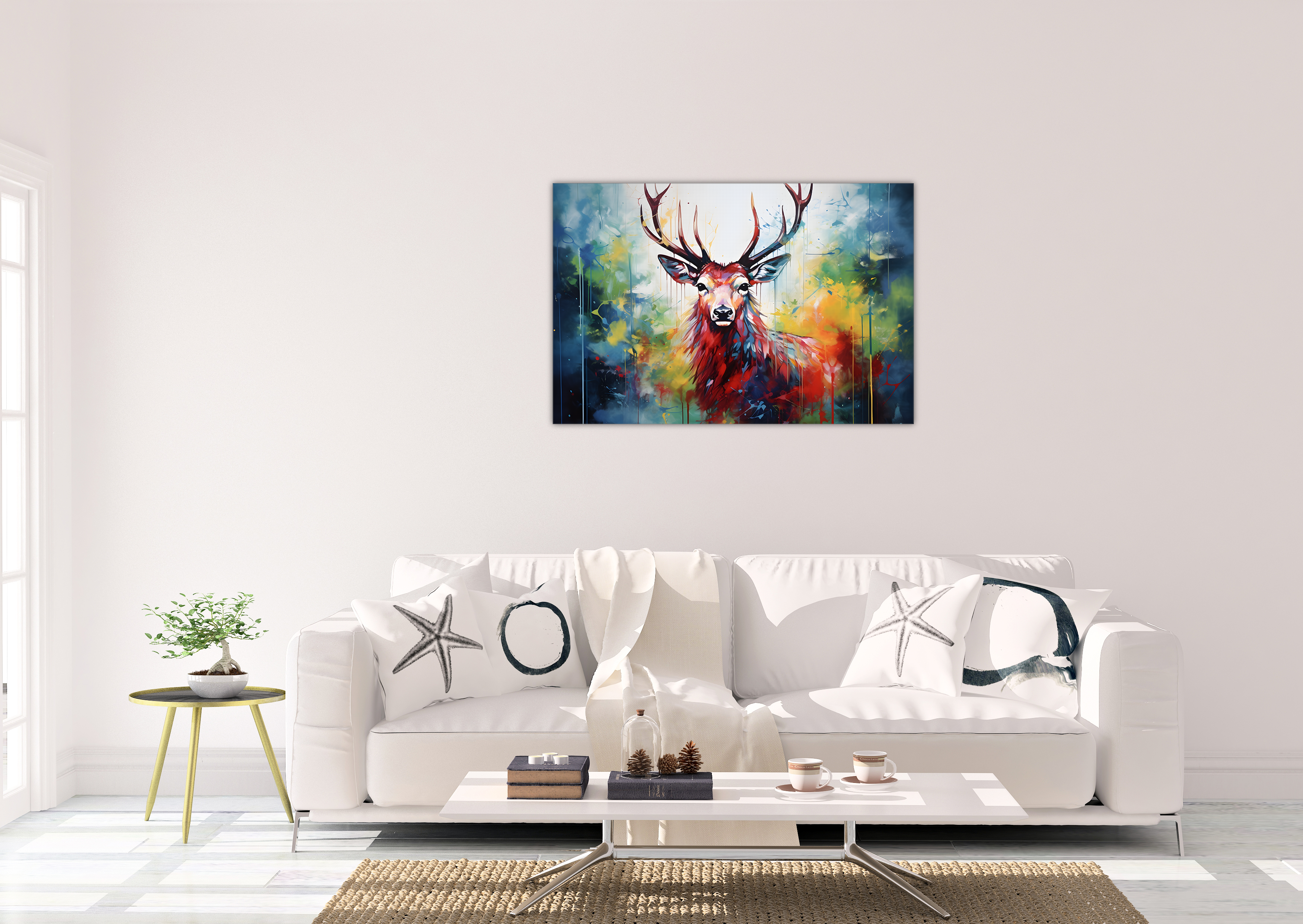 Hjort 1 (50 x 70 cm ) - lærred u/ramme - Just Karikatur