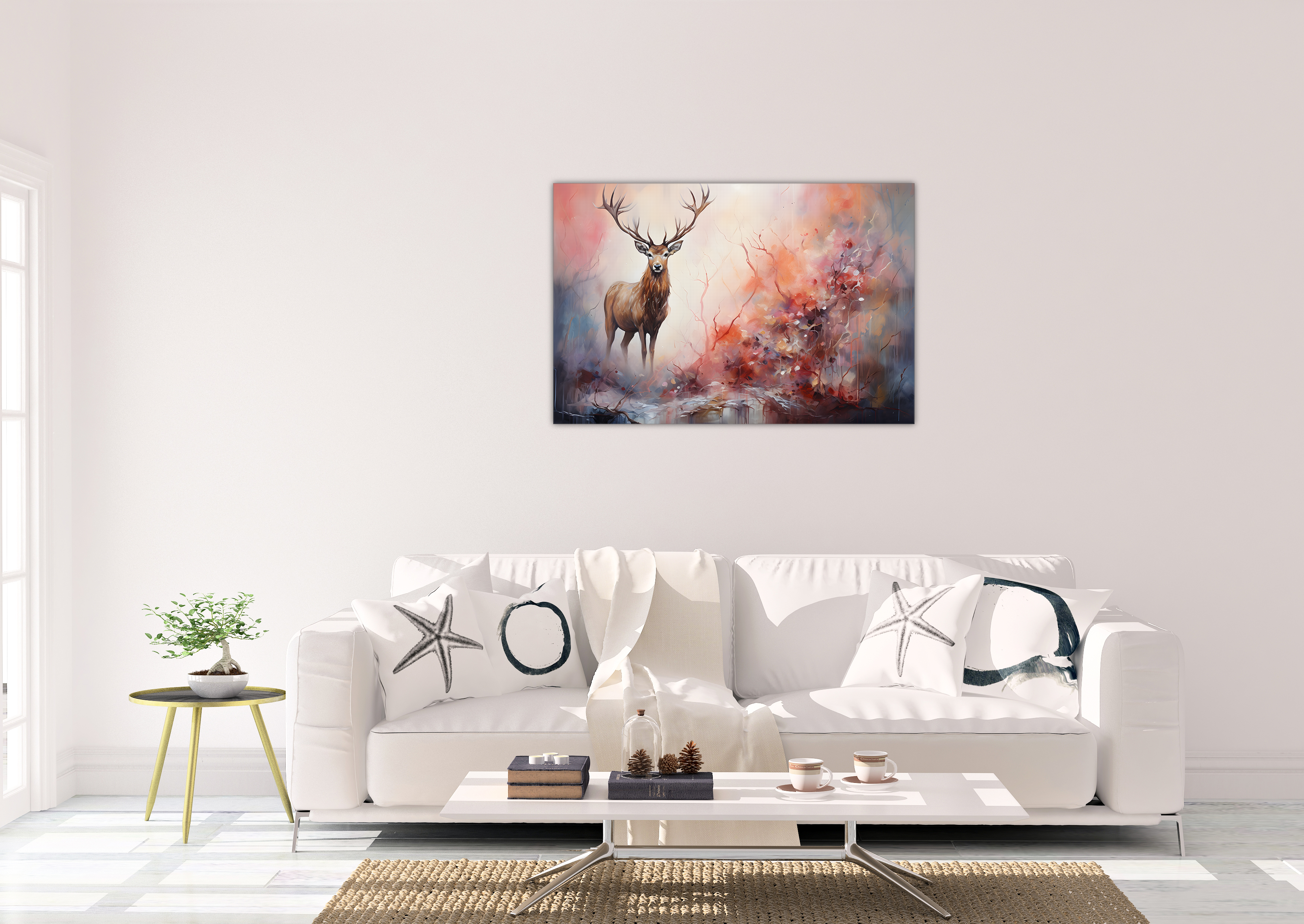 Hjort 2 (50 x 70 cm ) - lærred u/ramme - Just Karikatur