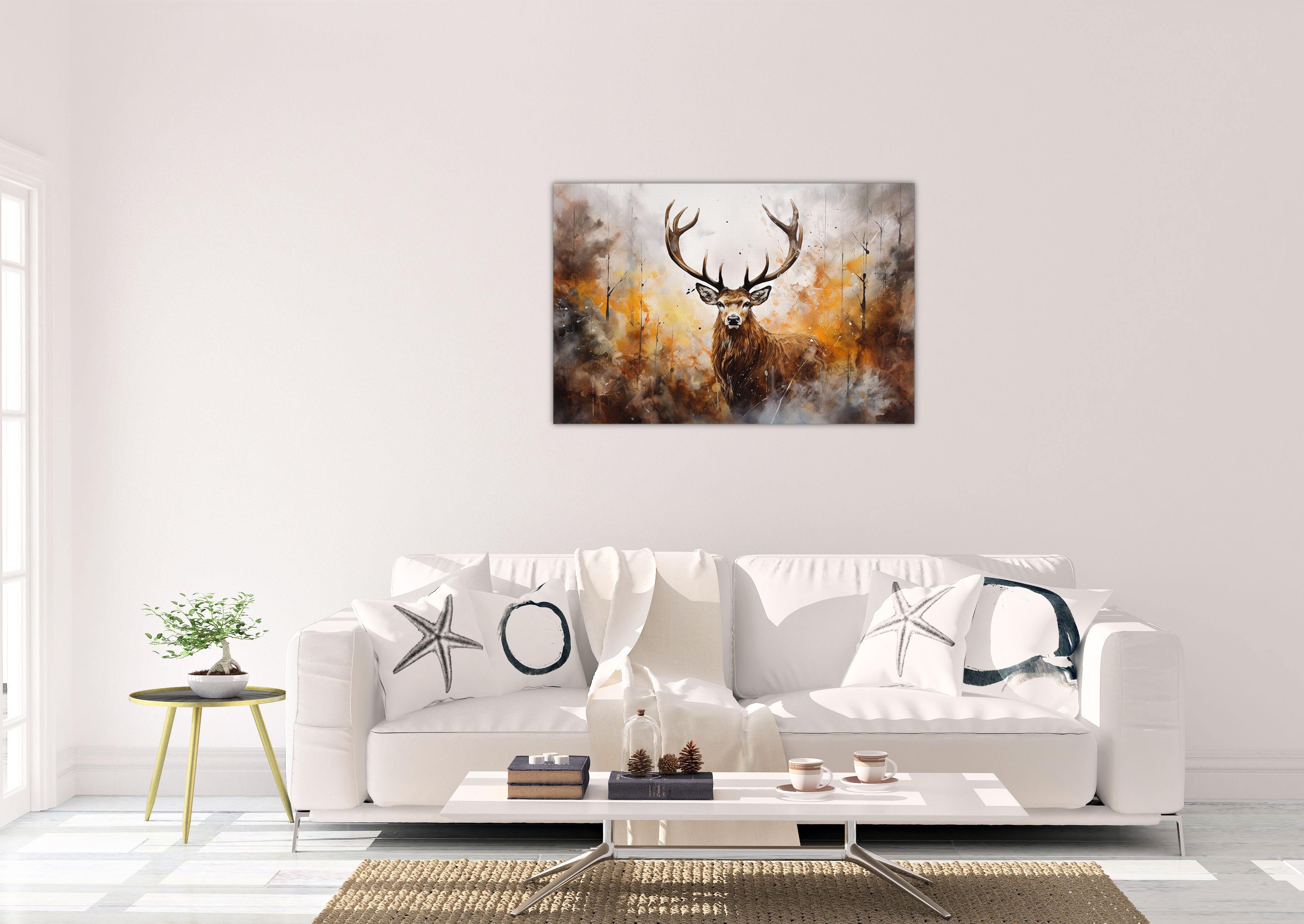 Hjort 3 (50 x 70 cm ) - lærred u/ramme - Just Karikatur