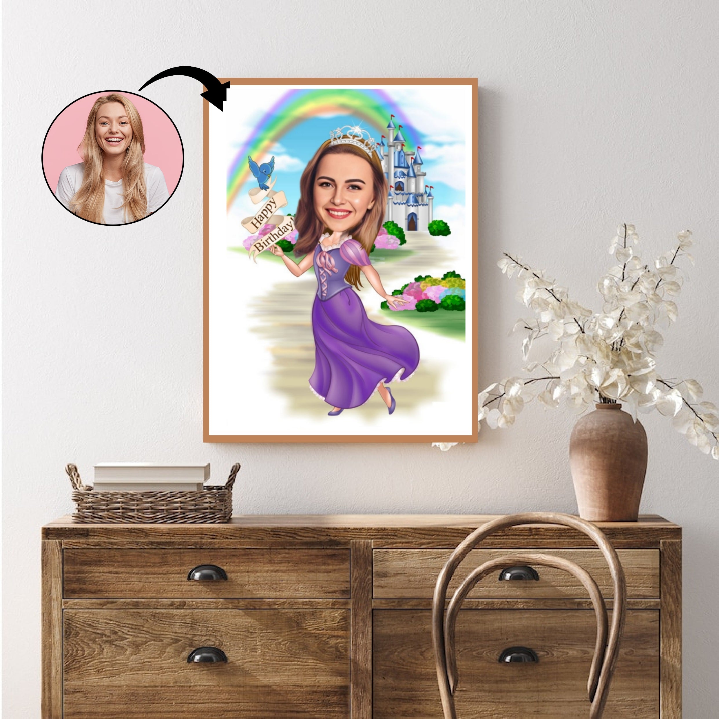 Fødselsdag tema1 (1 person) - karikaturtegning efter dine fotos - Just Karikatur