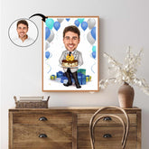 Fødselsdag tema2 (1 person) - karikaturtegning efter dine fotos - Just Karikatur