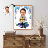 Fødselsdag tema2 (1 person) - karikaturtegning efter dine fotos - Just Karikatur