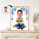 Fødselsdag tema2 (1 person) - karikaturtegning efter dine fotos - Just Karikatur