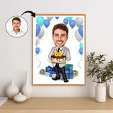 Fødselsdag tema2 (1 person) - karikaturtegning efter dine fotos - Just Karikatur