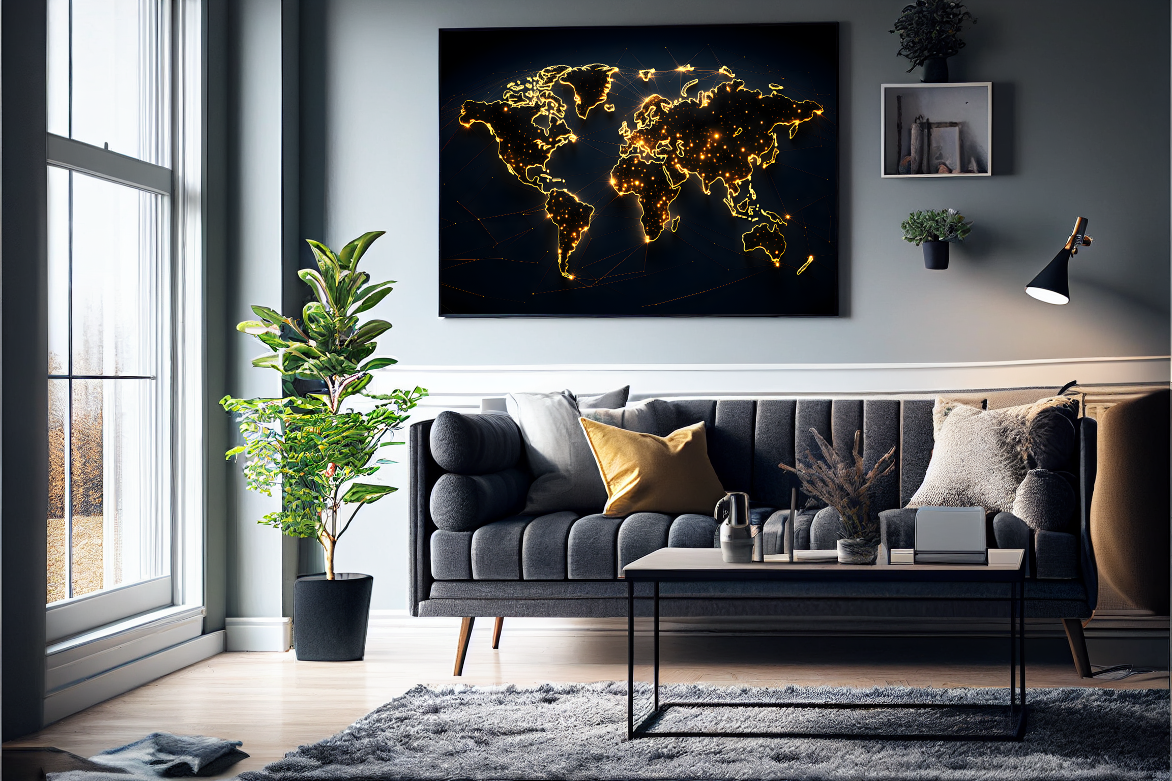 World Map Plakat 1 (50 x 70 cm ) - u/ramme - Just Karikatur
