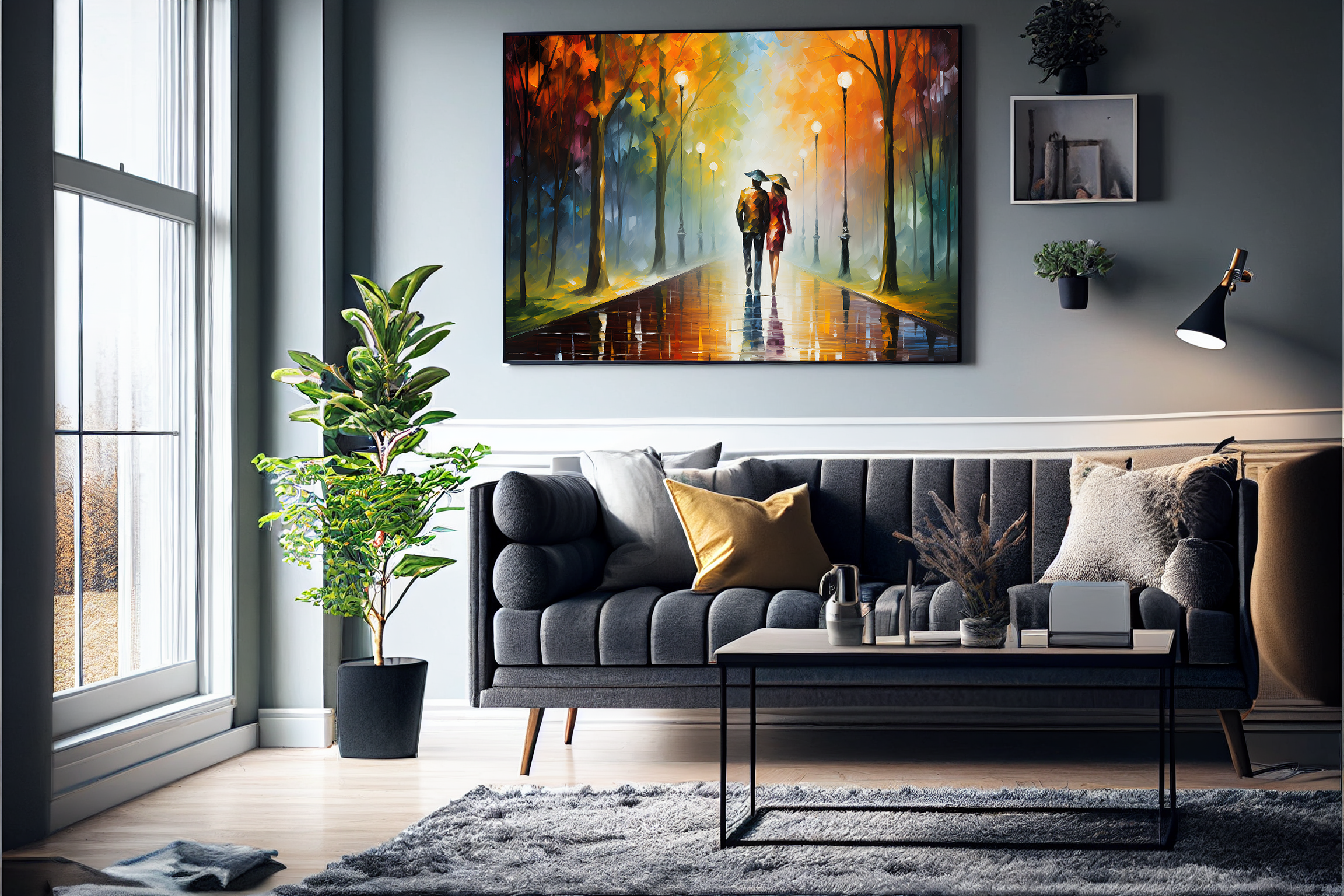 Par i skoven 1 (50 x 70 cm ) - m/ramme - Just Karikatur