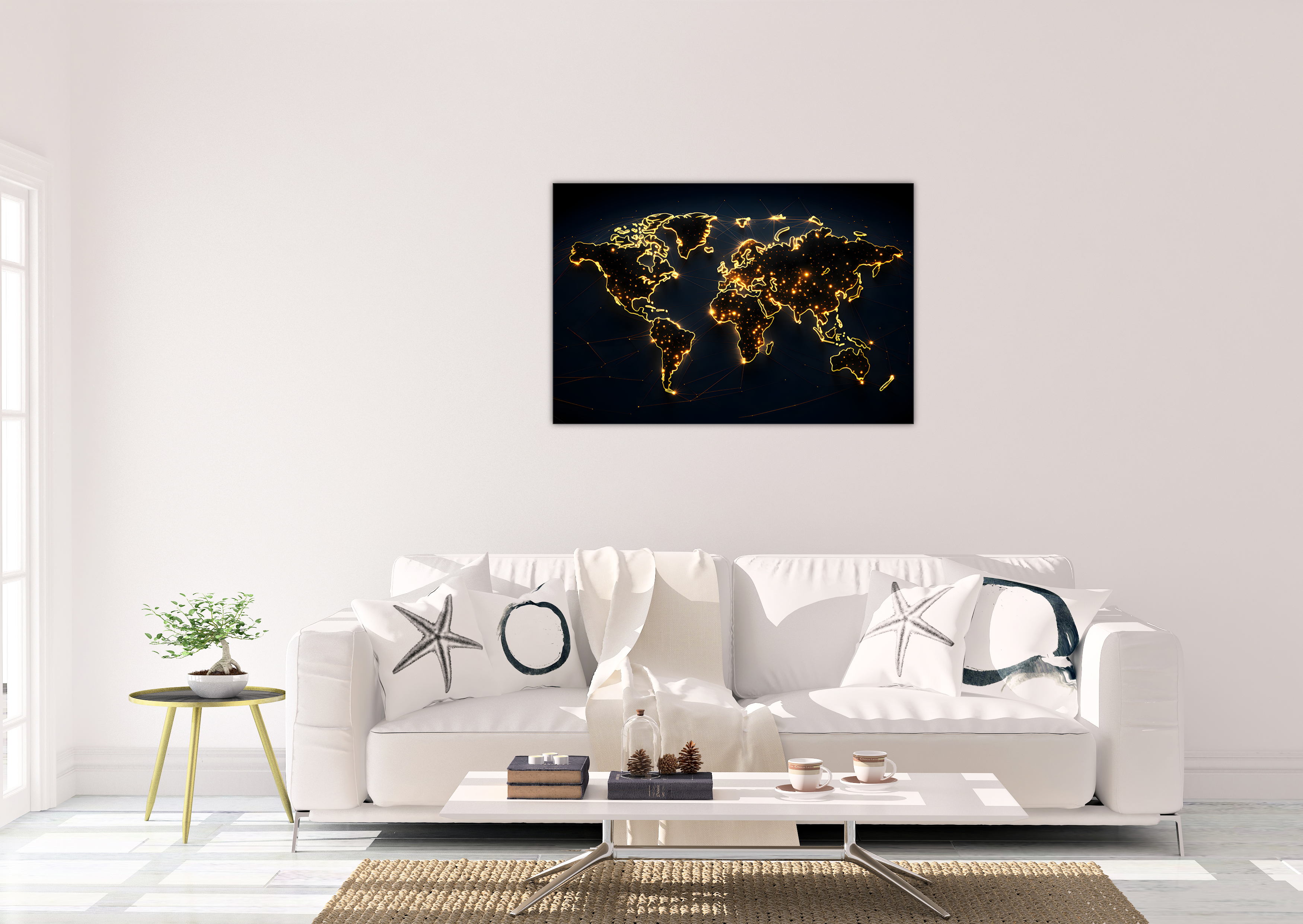 World Map 1 (50 x 70 cm ) - lærred u/ramme - Just Karikatur