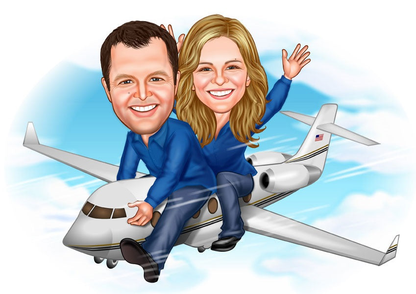 Par tema204 (2 personer) - karikaturtegning efter dine fotos - Just Karikatur