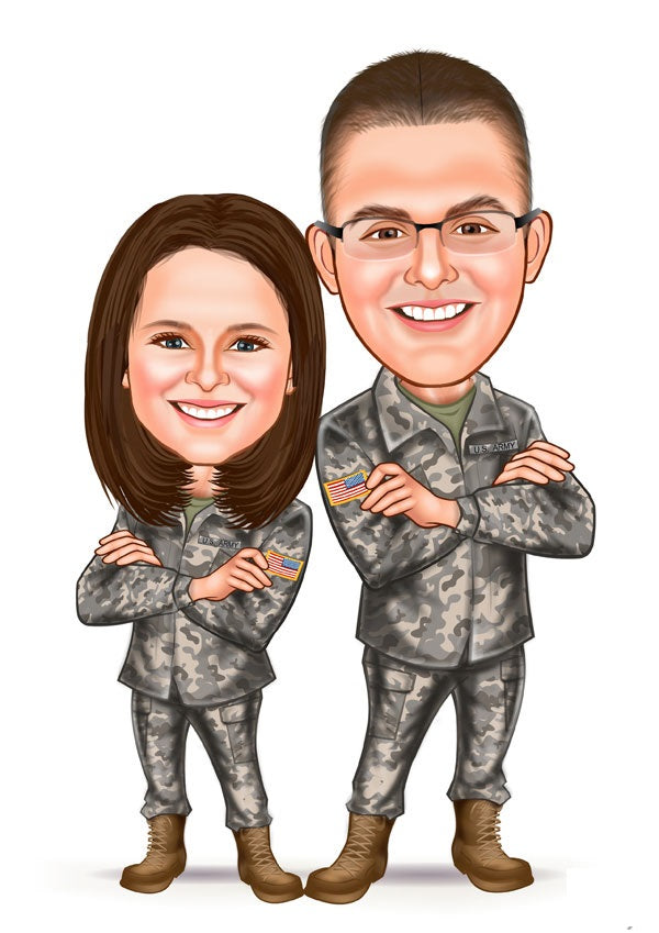 Par tema69 (2 personer) - karikaturtegning efter dine fotos - Just Karikatur