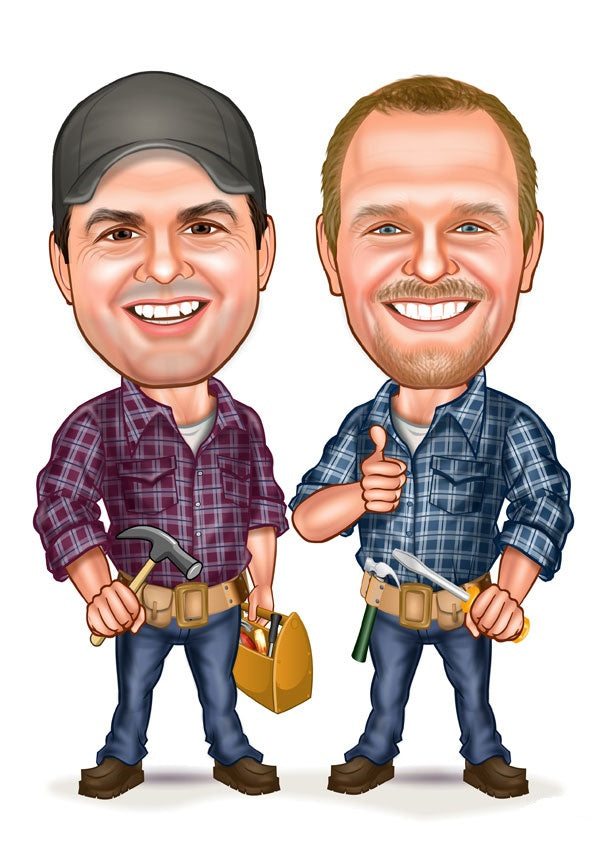 Par tema173 (2 personer) - karikaturtegning efter dine fotos - Just Karikatur