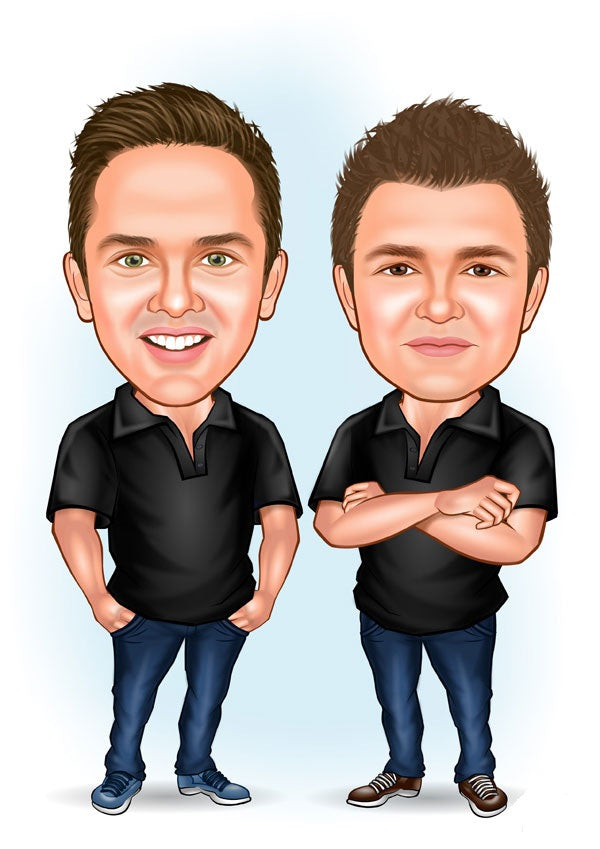 Par tema174 (2 personer) - karikaturtegning efter dine fotos - Just Karikatur