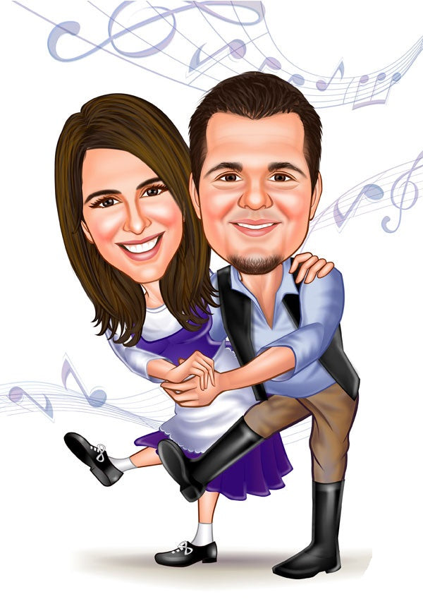 Par tema64 (2 personer) - karikaturtegning efter dine fotos - Just Karikatur