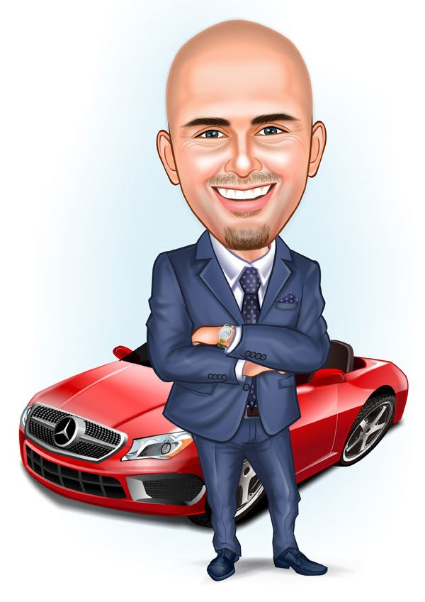 Virksomhed tema61 (1 person) - karikaturtegning efter dine fotos - Just Karikatur