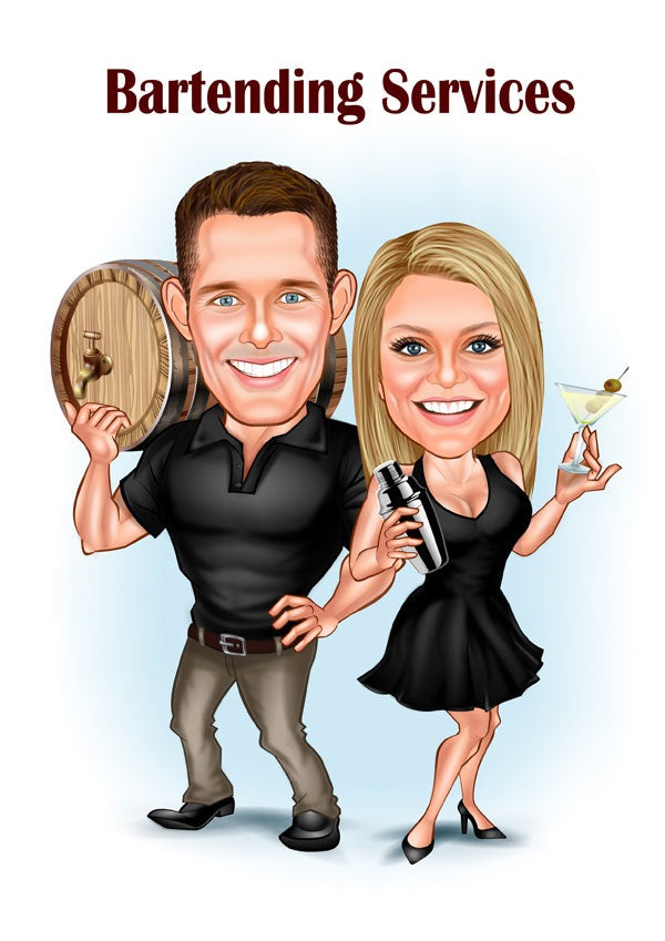 Par tema5 (2 personer) - karikaturtegning efter dine fotos - Just Karikatur