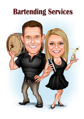 Par tema5 (2 personer) - karikaturtegning efter dine fotos - Just Karikatur