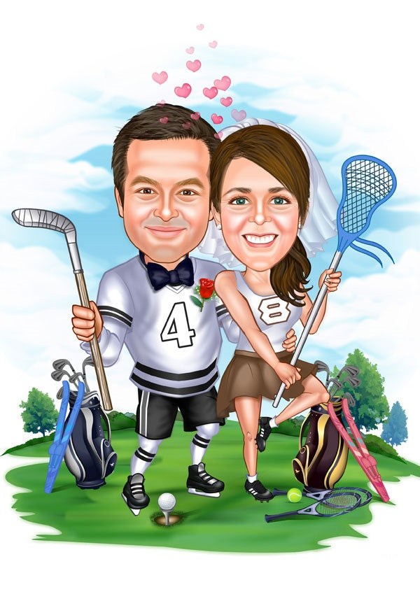 Par tema4 (2 personer) - karikaturtegning efter dine fotos - Just Karikatur