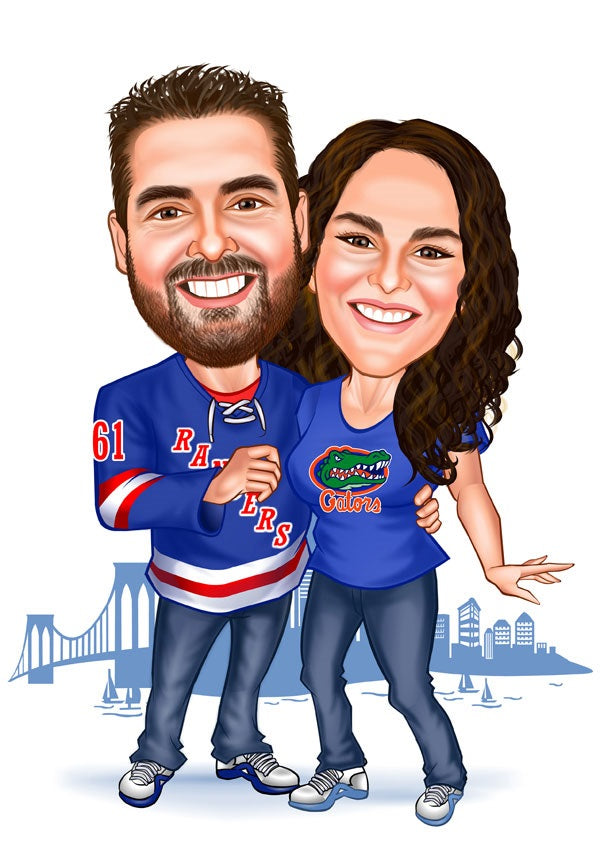 Par tema59 (2 personer) - karikaturtegning efter dine fotos - Just Karikatur