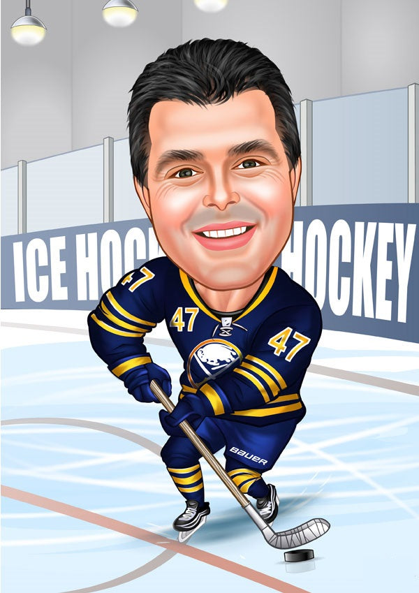 Sports tema45 (1 person) - karikaturtegning efter dine fotos - Just Karikatur