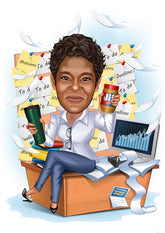 Virksomhed tema57 (1 person) - karikaturtegning efter dine fotos - Just Karikatur