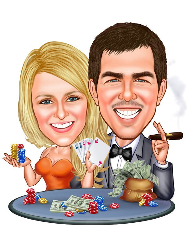 Par tema54 (2 personer) - karikaturtegning efter dine fotos - Just Karikatur