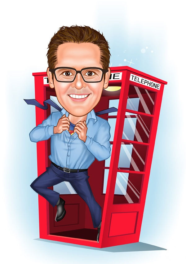 Virksomhed tema47 (1 person) - karikaturtegning efter dine fotos - Just Karikatur