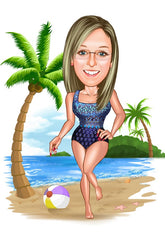 Til hende tema50 (1 person) - karikaturtegning efter dine fotos - Just Karikatur