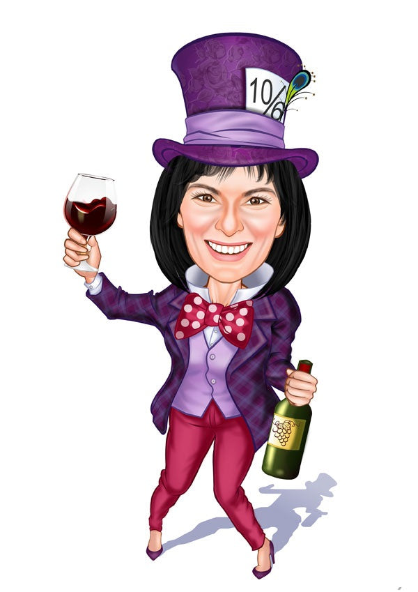 Til hende tema48 (1 person) - karikaturtegning efter dine fotos - Just Karikatur