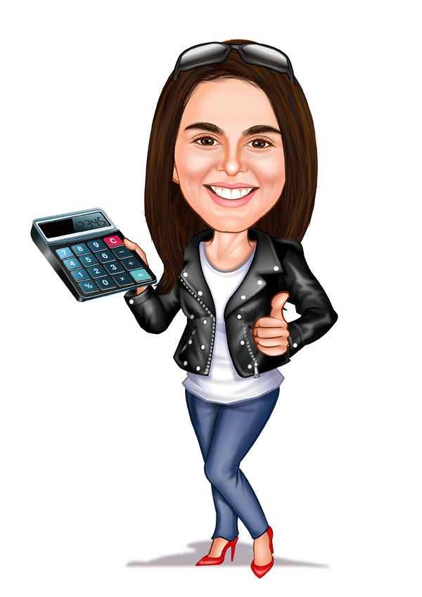 Til hende tema44 (1 person) - karikaturtegning efter dine fotos - Just Karikatur